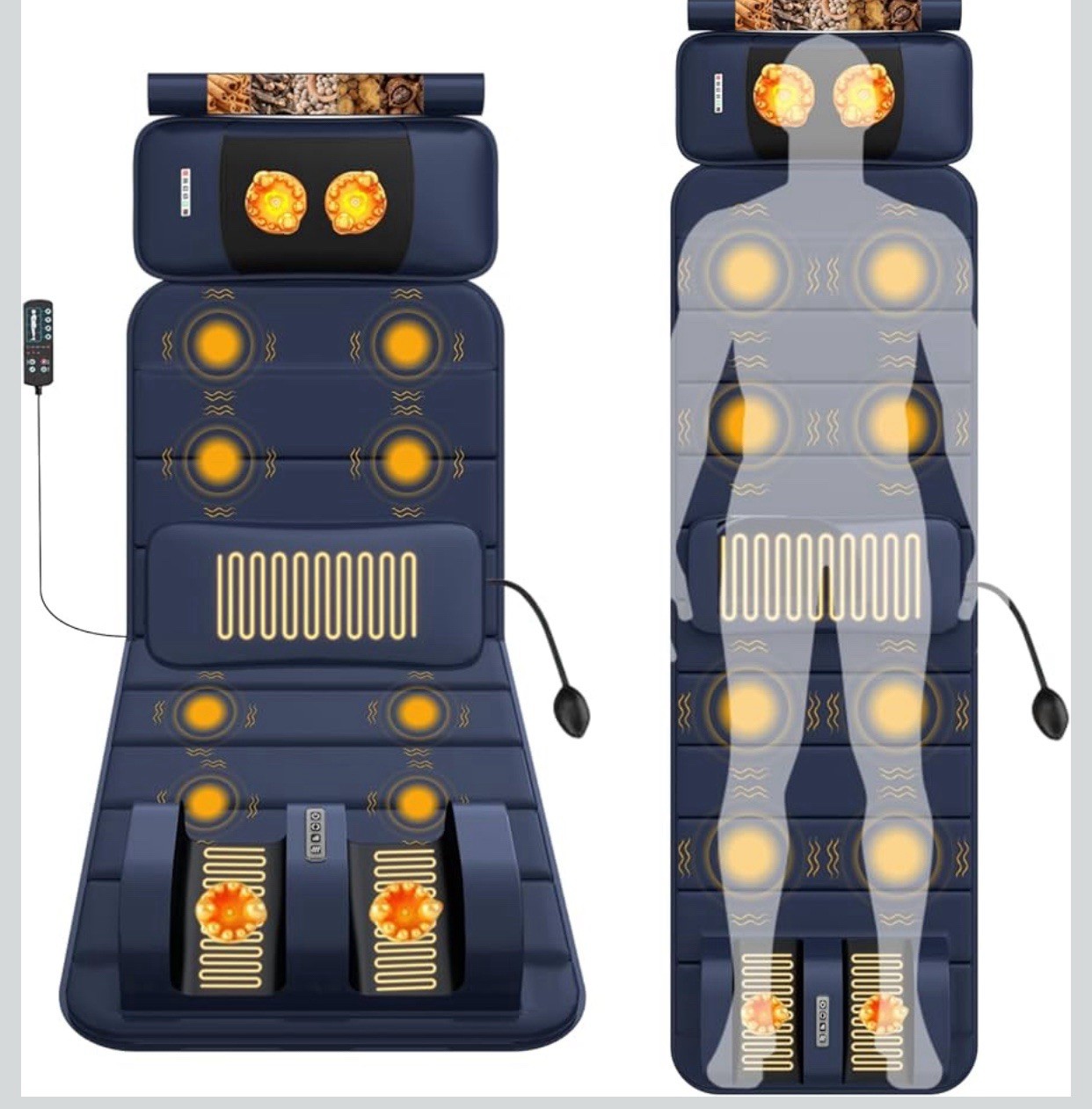 Luxury Full Body Head To Foot Massage Shiatsu Mat Pad w/ Heat, Vibration 70”x21”