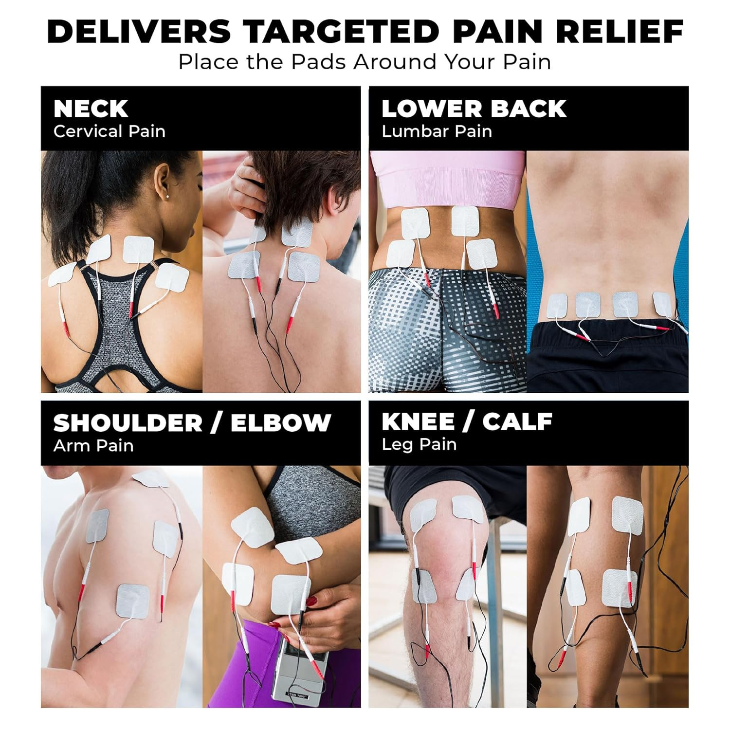 TENS 7000 Rechargeable Tens Unit Muscle Stimulator, Back Pain Relief, 4 Electrod