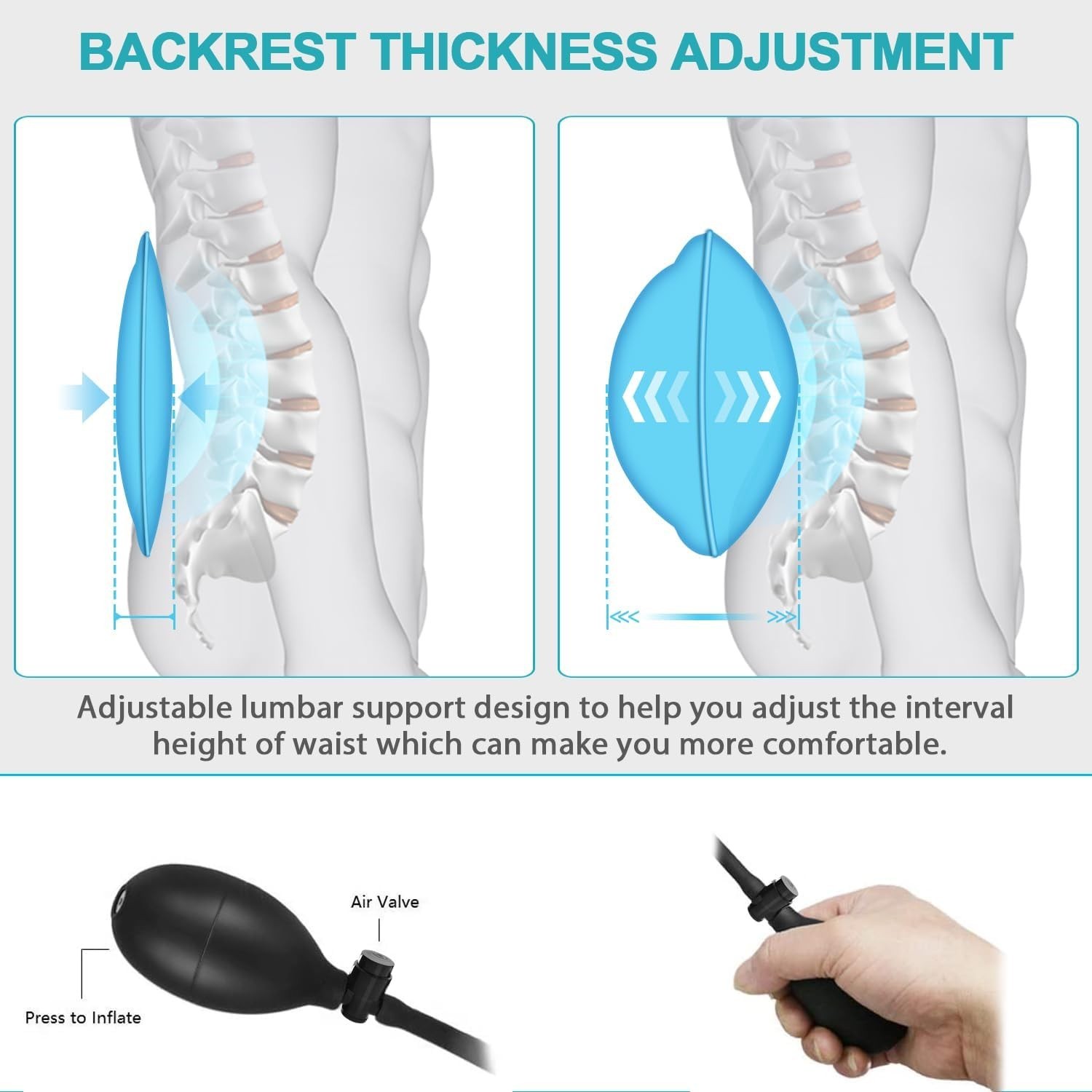 Massage Seat Cushion Pad with Heat 9 Massage Style Lumbar Support Function, Fati