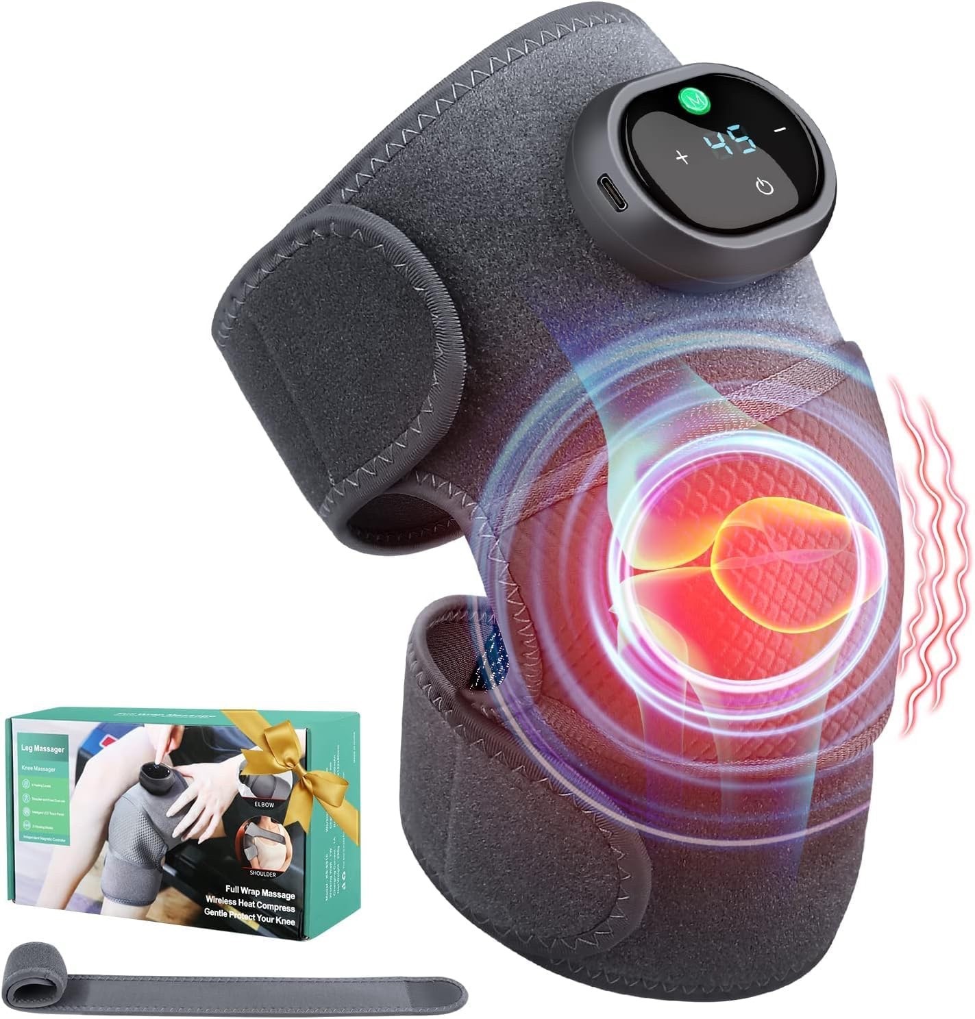 Heating Knee Massager, Knee Shoulder Elbow 3-in-1 Heating Vibration Massager