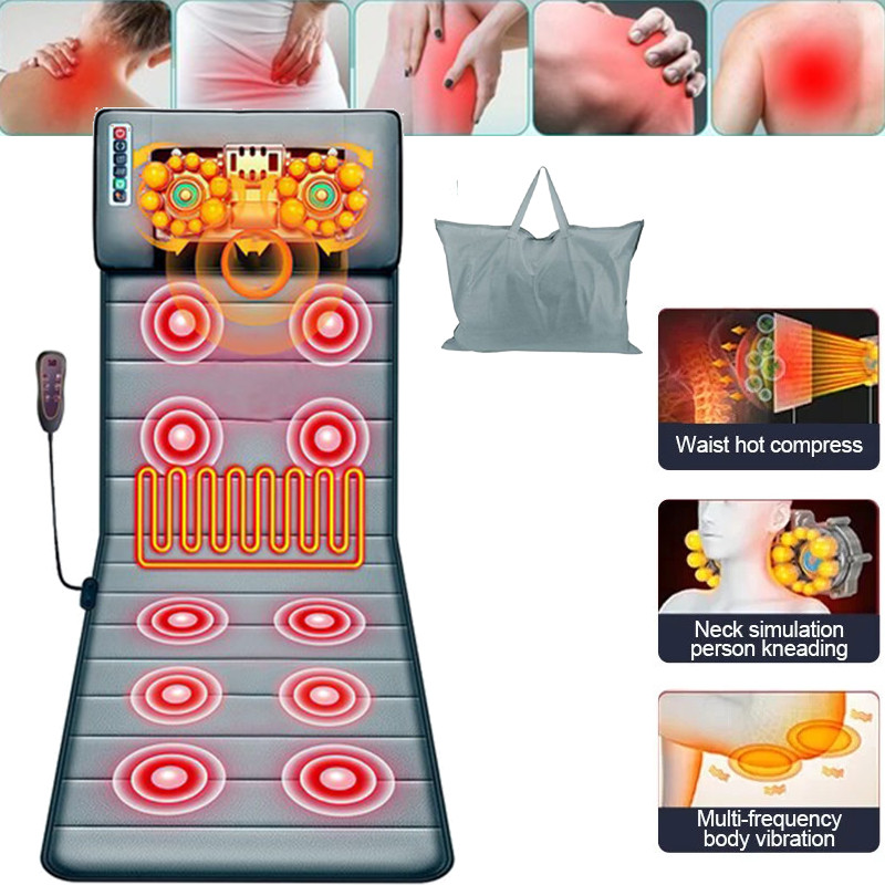 Electric Heated Massage Mat Full Body Back Heat Vibration Massage Pad Cushion
