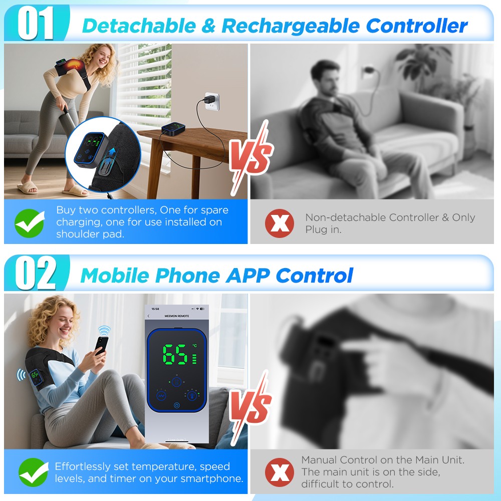 Detachable Graphene Heating Vibrating Shoulder Massager Joint Brace App Control