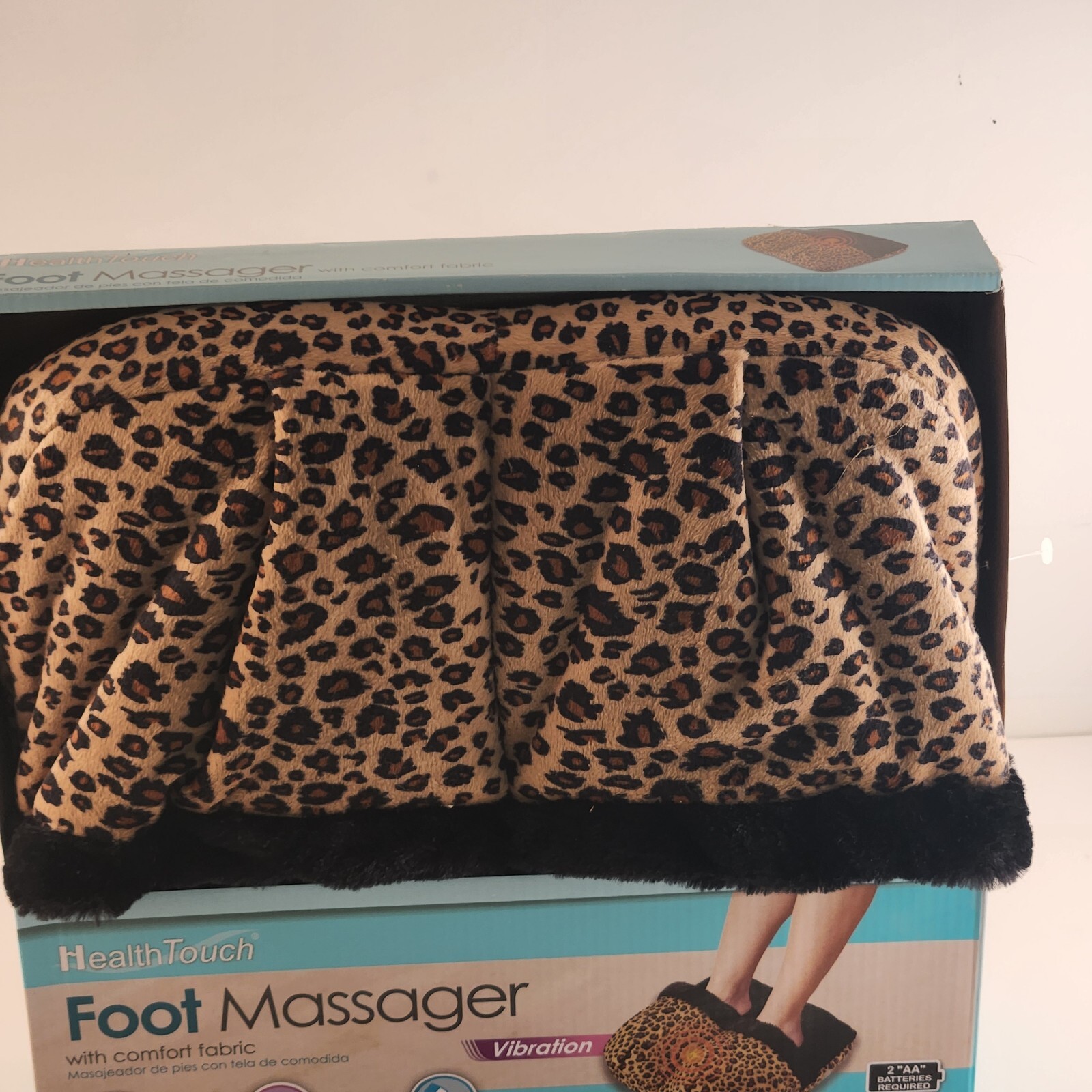 Health Touch Foot Massager Vibration Leopard Print w Comfort Fabric Original Box