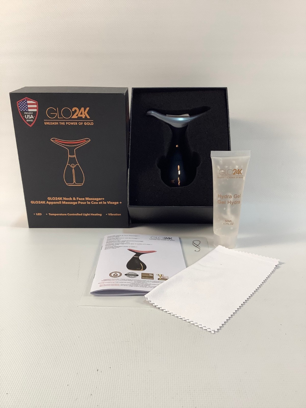 Glo24K Neck And Face Massager LED With Temperature Control Light Heating