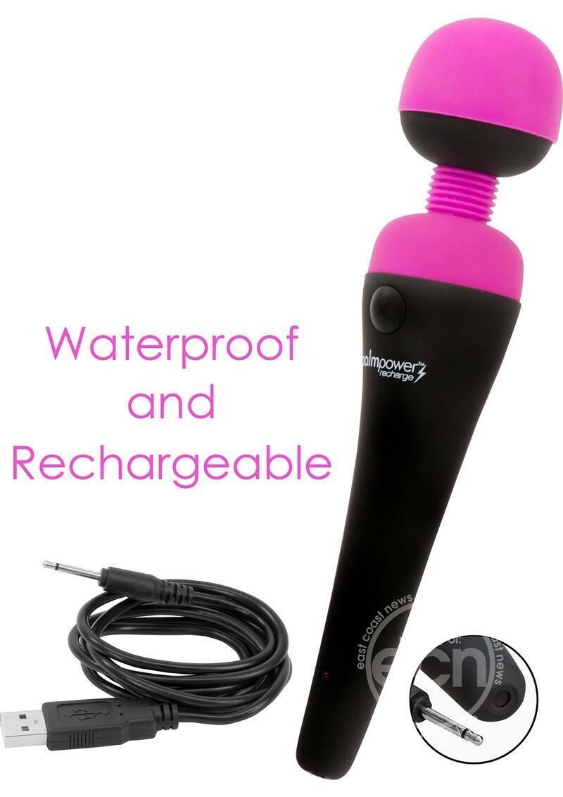 Palm Power Personal Wand Silicone Body Massager Fuschia – Super Strong