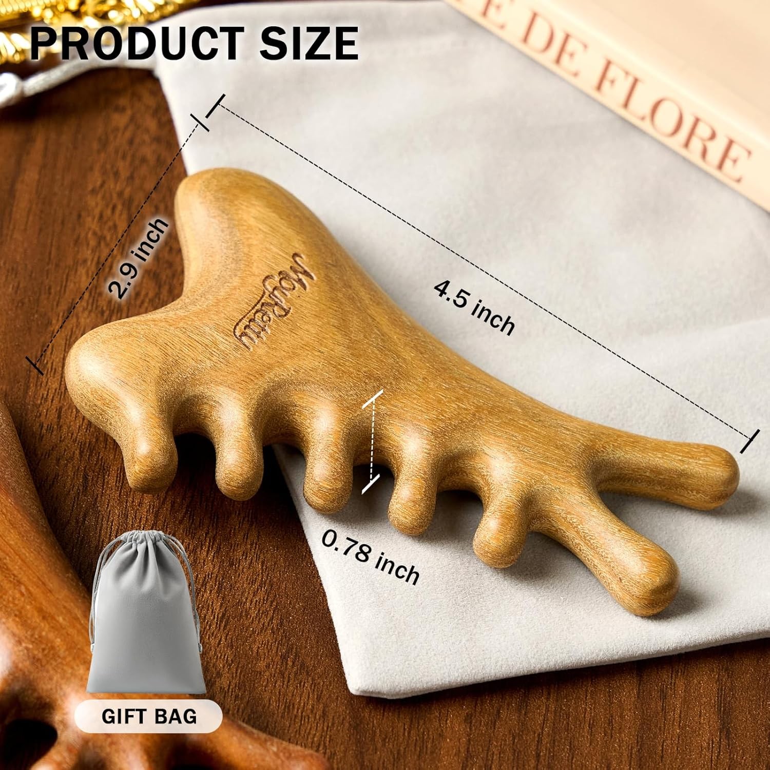 MoyRetty Green Sandalwood Gua Sha Facial Tool(4-in-1),
