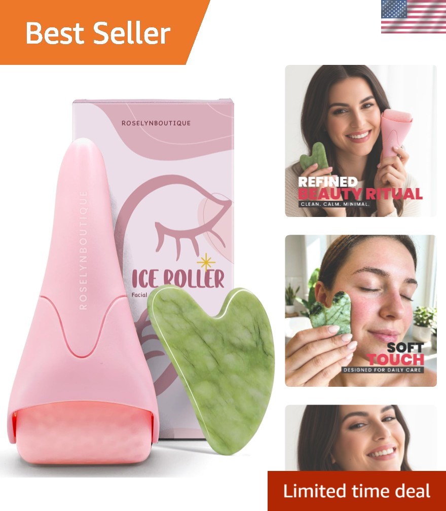 Compact Pink Ice Roller and Gua Sha – Enhance Your Skincare Ritual Effortlessly