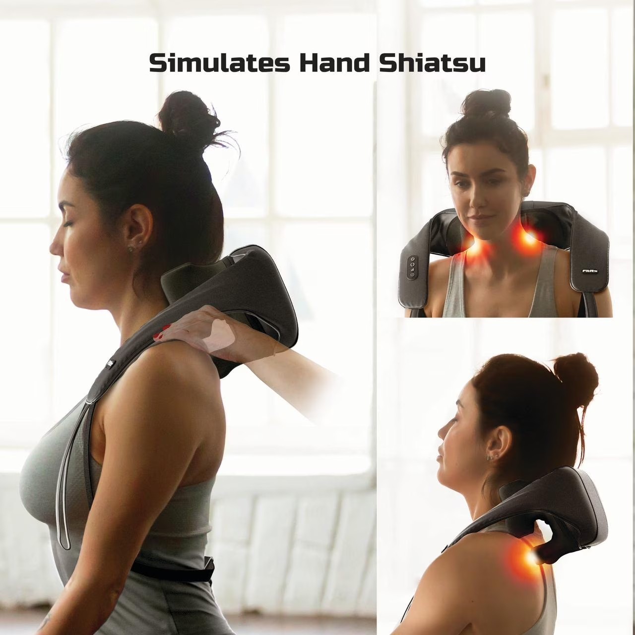 FitRx Shiatsu Pro Shiatsu Back and Neck Massager, Cordless Heated Neck and Shoul