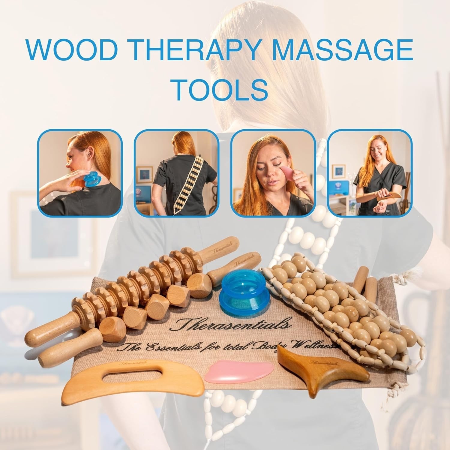 Wood Therapy Massage Tools 12-in-1 Multi-use, Lymphatic Drainage Massager, Mader