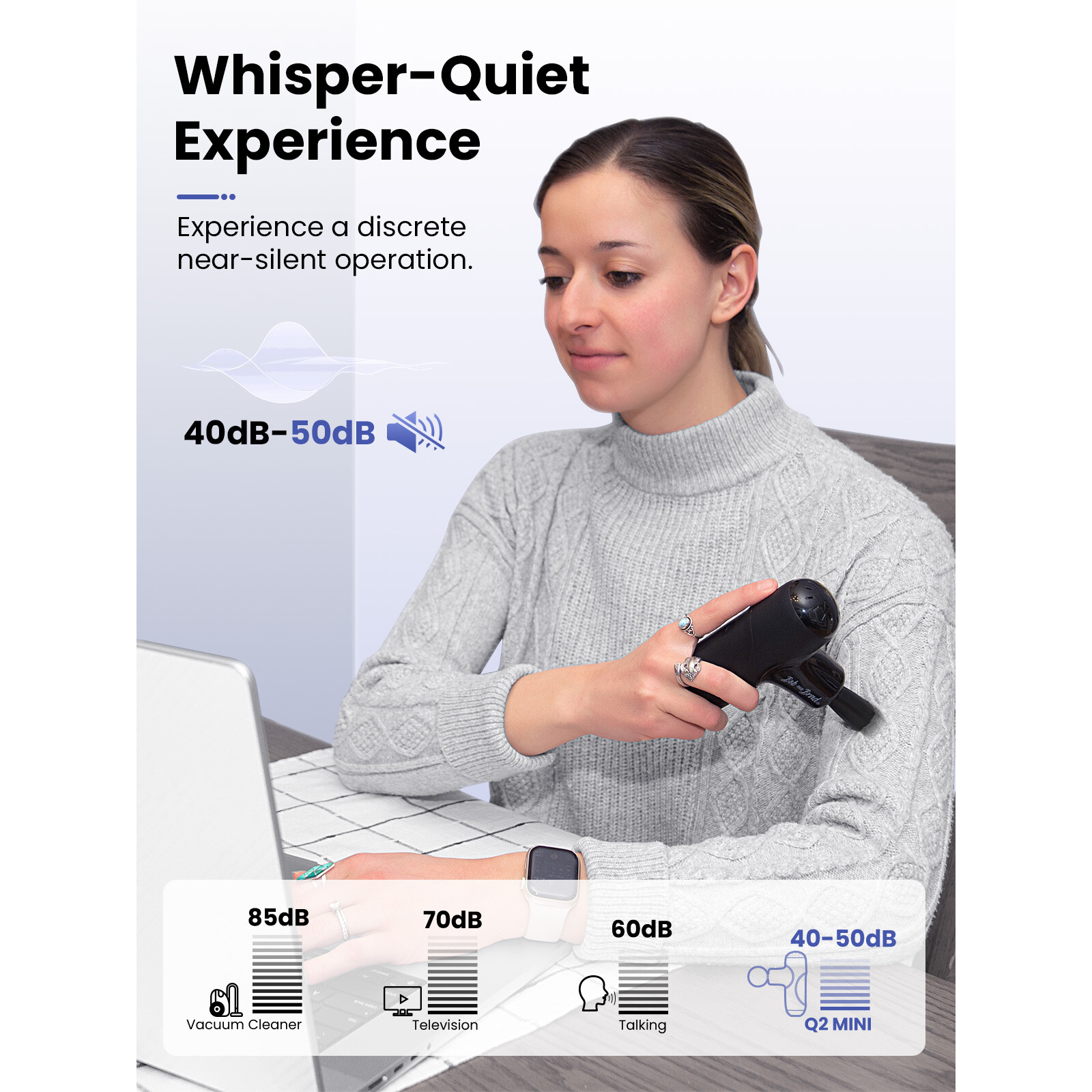 BOB AND BRAD Q2 Mini&Quiet Pocket-Sized Deep Tissue Muscle Massager Gun Relaxes