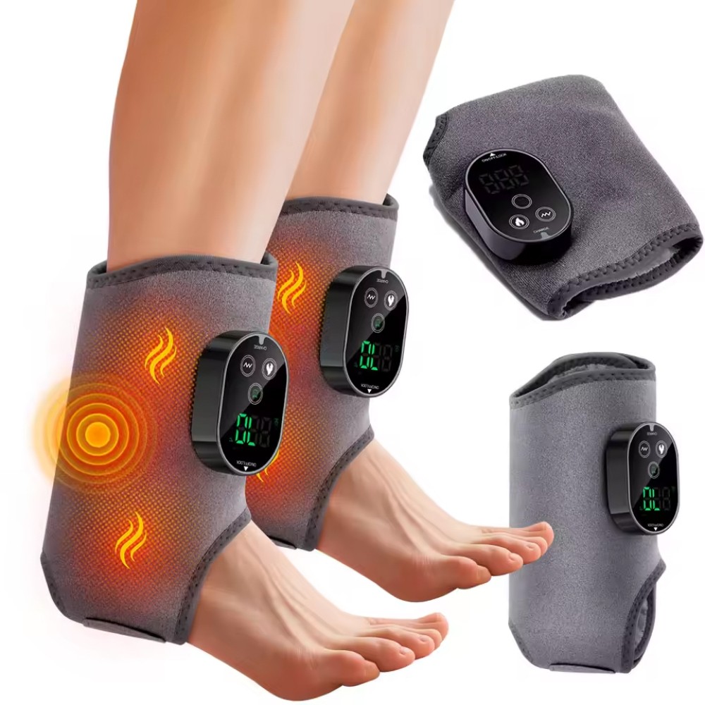 Electric Foot and Ankle Massager Brace for Pain Relief Heating Vibration Therapy