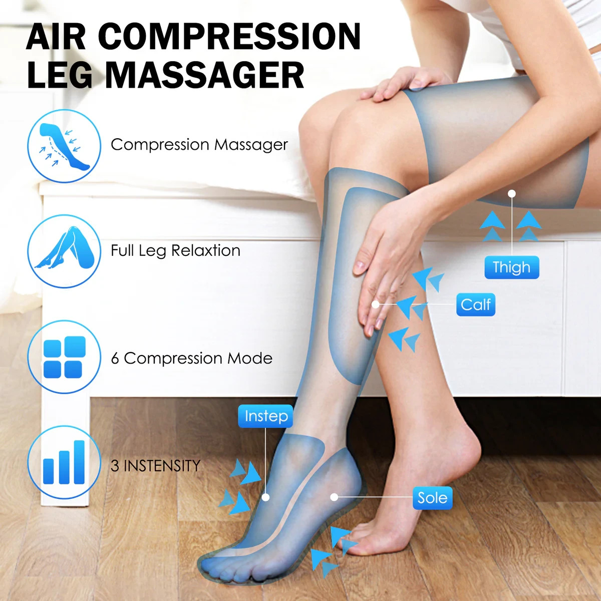 TOLOCO Leg Massager w/ Air Compression for Circulation, Relaxation, Pain Relief