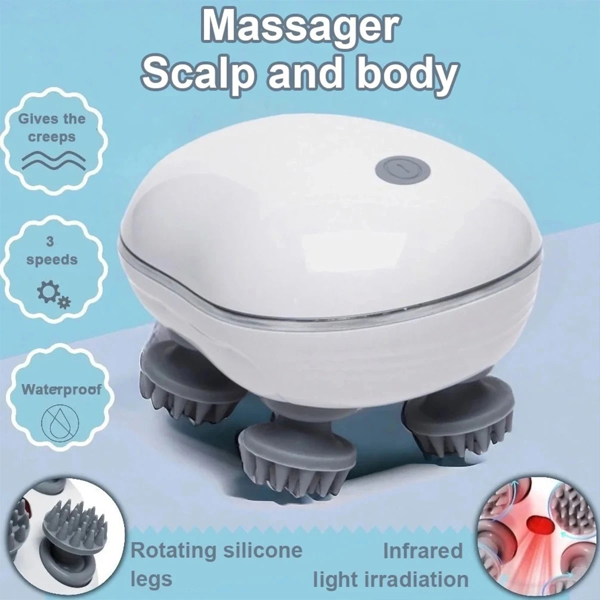 Electric Scalp Massager with Red Light Soft Silicone Head Massager Rechargeable
