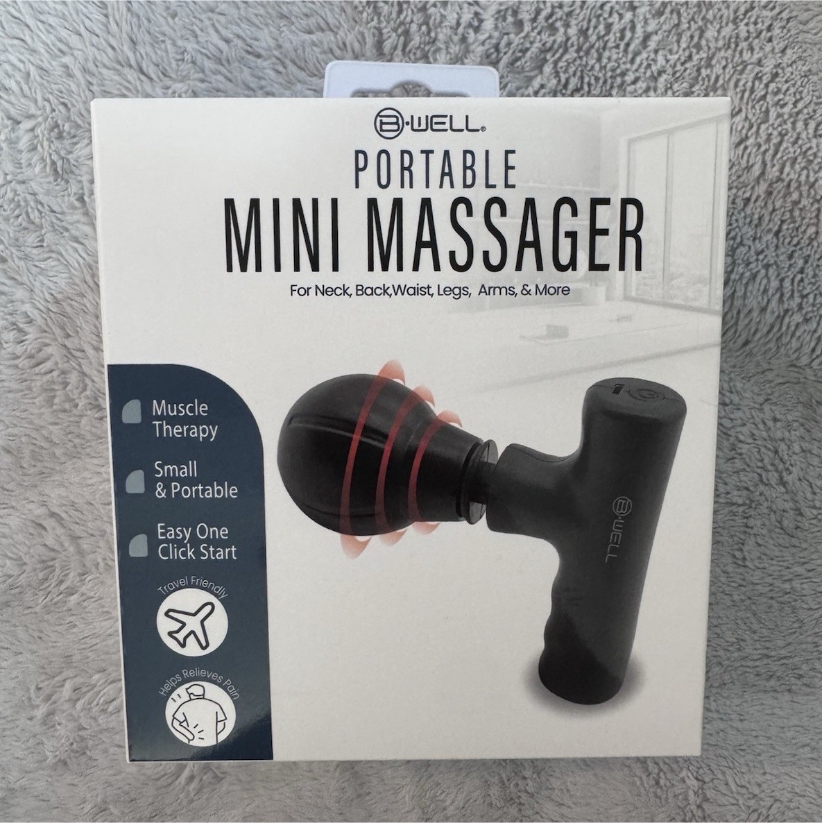 B-Well Mini Massager Portable Muscle Therapy Pain Relief Neck Back Legs Black