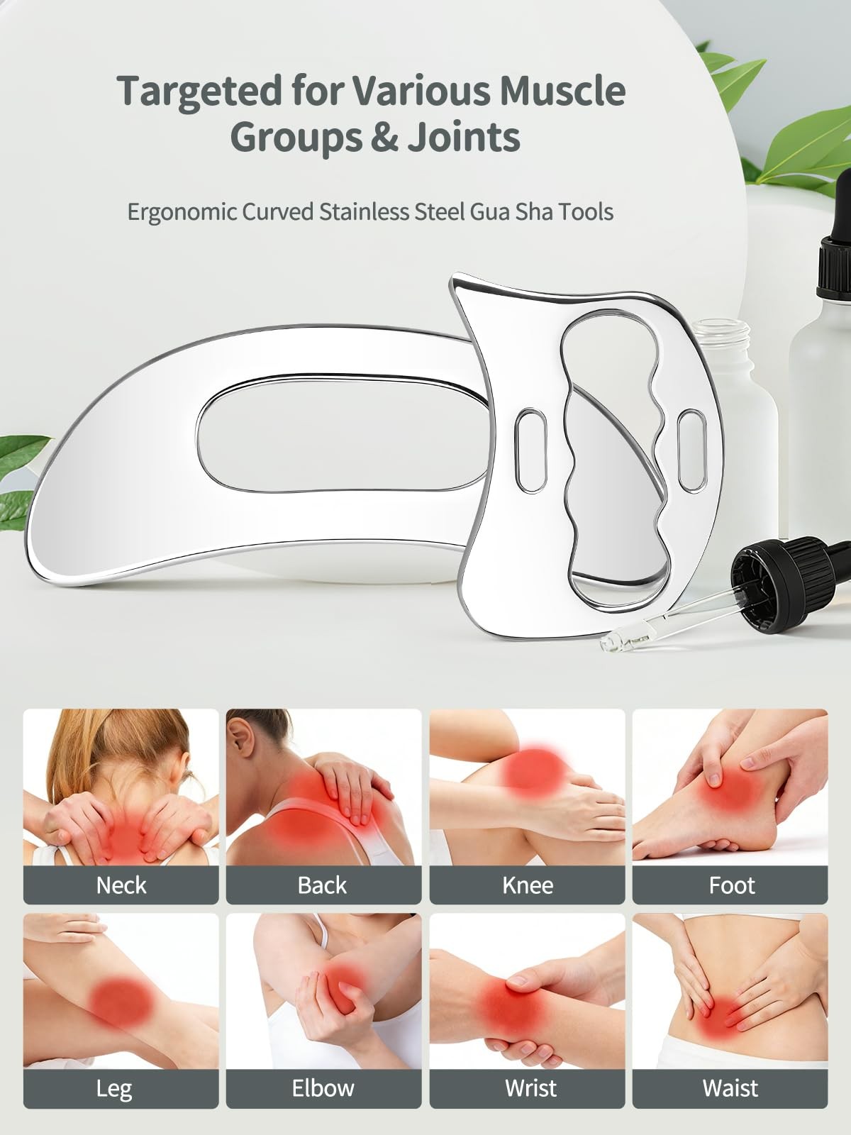 2-in-1 Stainless Steel Gua Sha Massage Tool Set, Muscle Scraper & IASTM Tools…