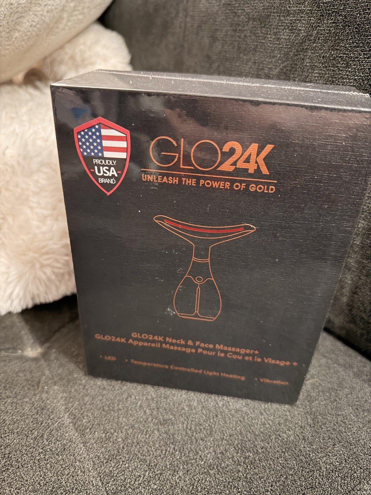 GLO24K Neck and Face Massager with LED, Thermal, and Vibration Features