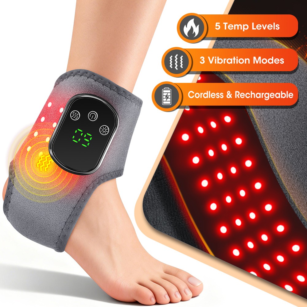 Ankle Massager Red Light Therapy Pain Relief 3 Vibration Modes and 5 Heat Level