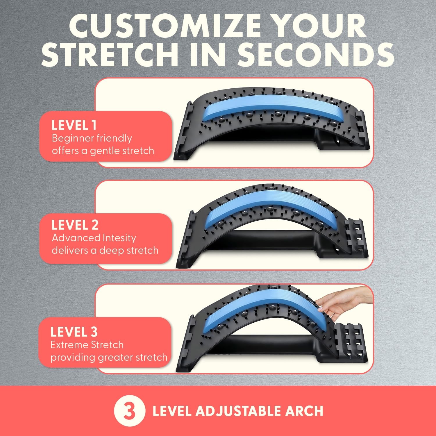 SQUATZ Lower Back Stretcher Lumbar Support Massager Multi-Level Traction Device