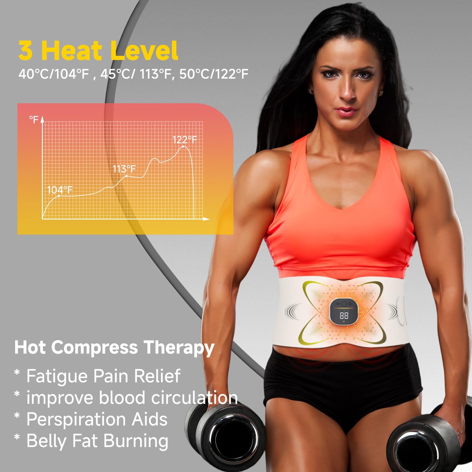 Abs Stimulator Abdominal Belt with Heat Stomach Cellulite