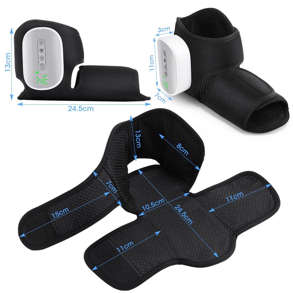 Foot Ankle Massager Air Compression Massage Boot 3000mAh 15MinTimer Heat Therapy