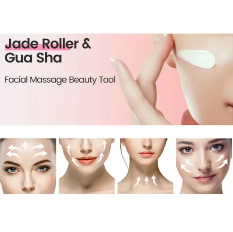 Gua Sha Board 2PCS Massage Stone Facial Body Skincare Roller Scraping Tool Set..