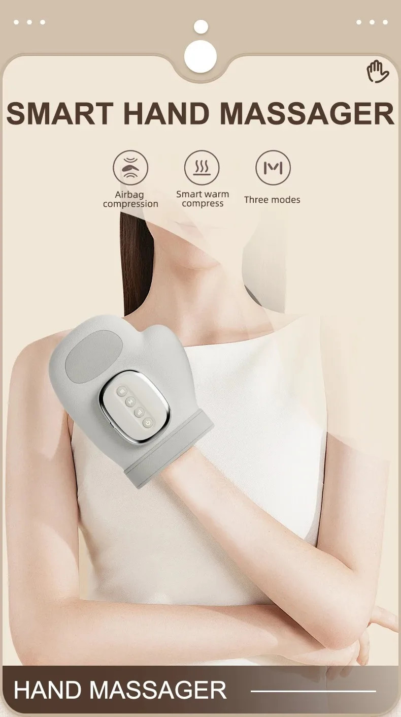 Hand Massager with Heat Airbag Finger Massage Device Electric Vibration Gloves
