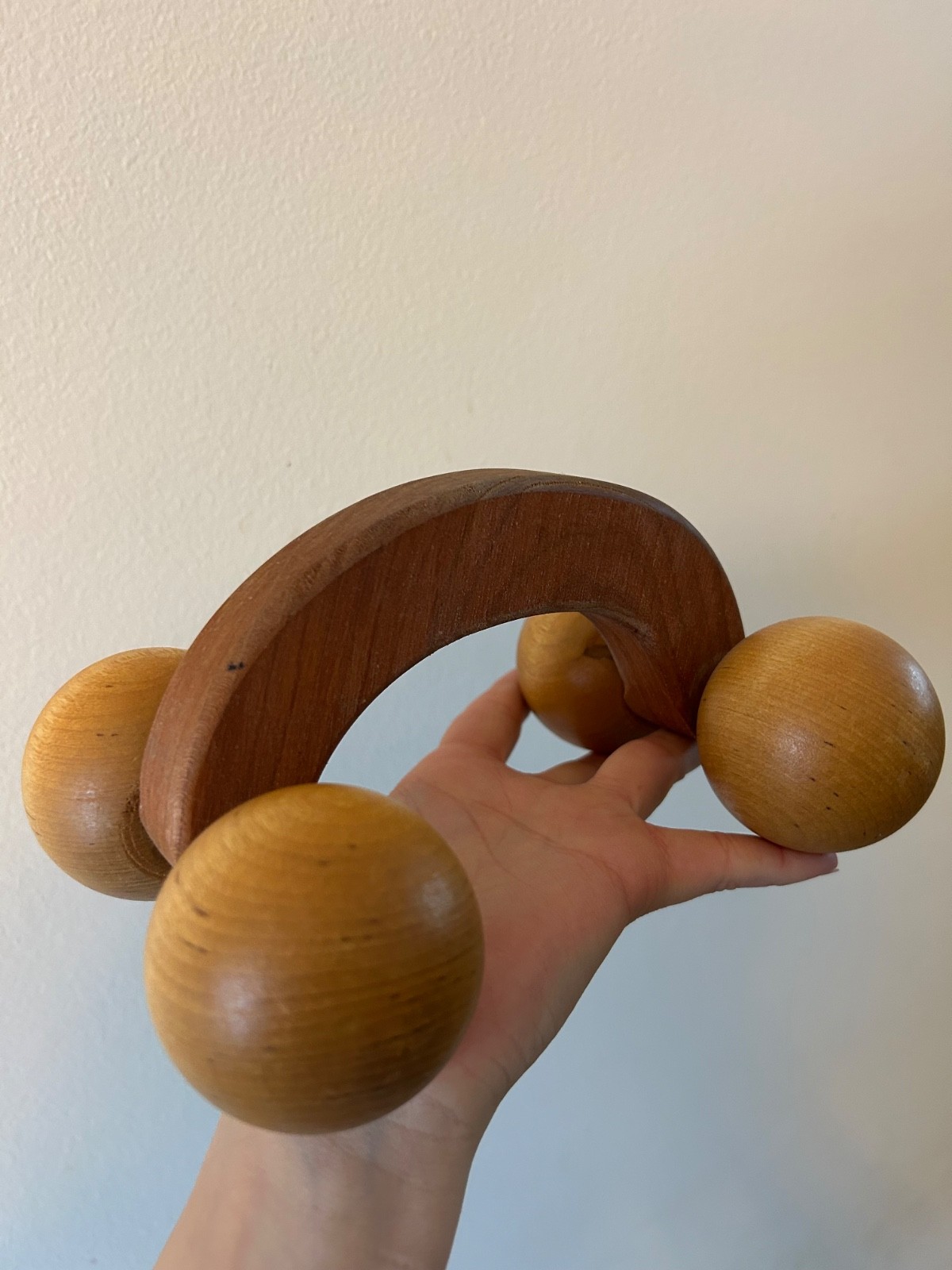 Wooden Roller Massager,Yoga,Spine,Muscle Relief, 4-2×2 1/2balls,Natural,mint