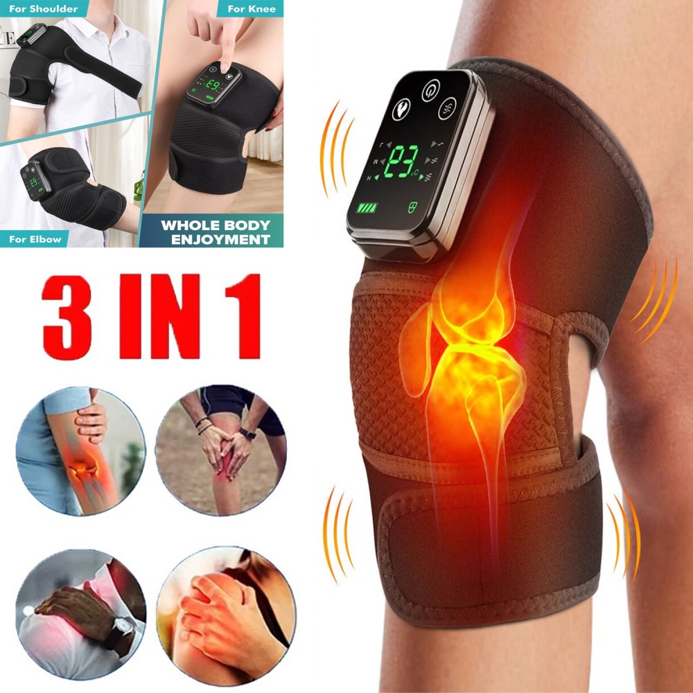 Electric Heated Vibration Knee Joint Brace 3 Level Shoulder Massager Pain Relief