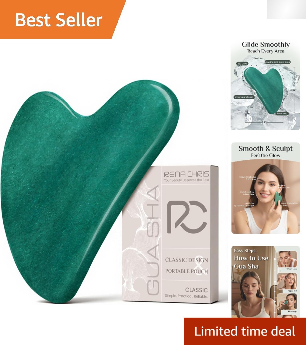 Jade Gua Sha Tool: Luxurious Facial Massager for Puffiness and Jawline Sculpting