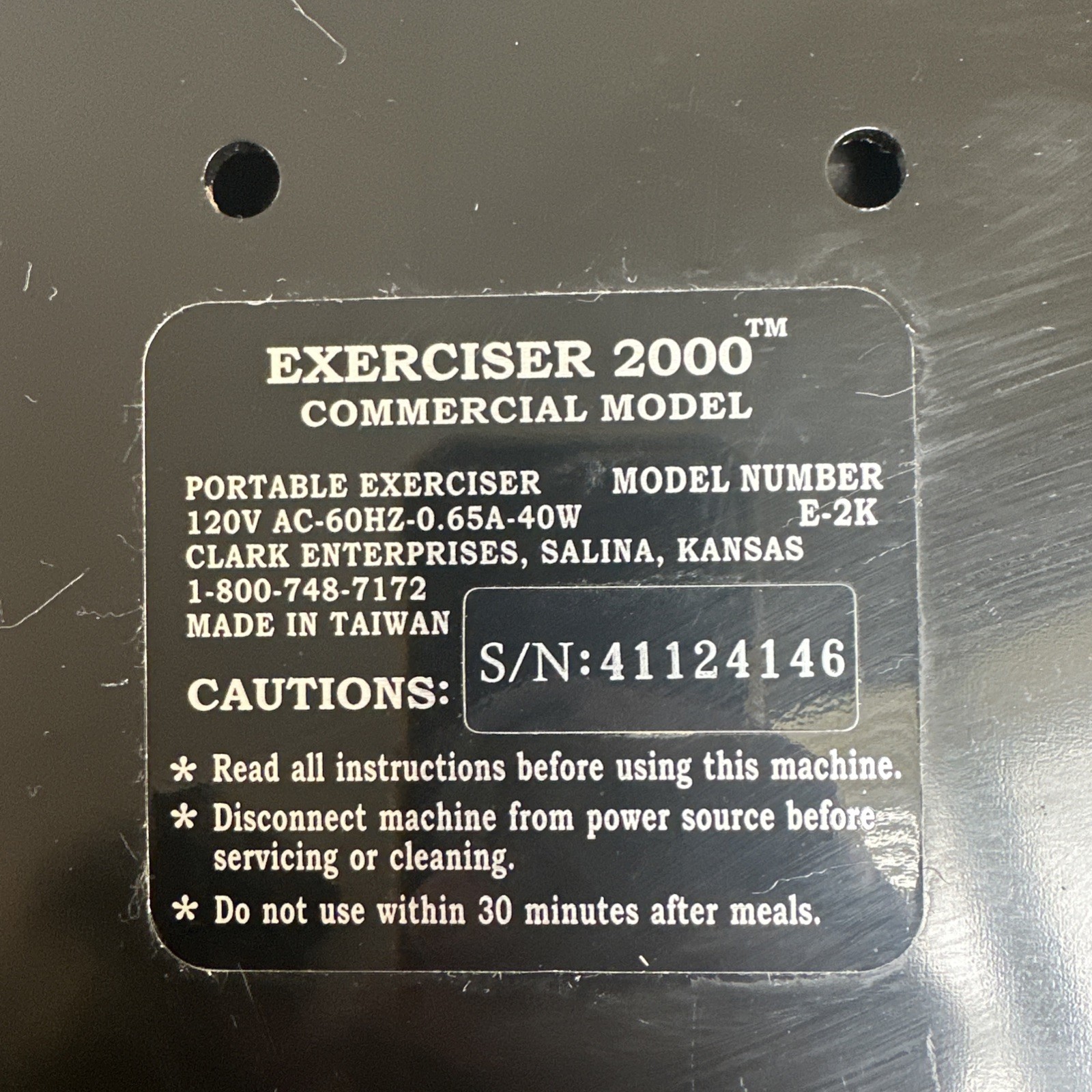 Clark Exerciser 2000 Chi Machine Dark Gray Commercial Model E-2K TESTED WORKS