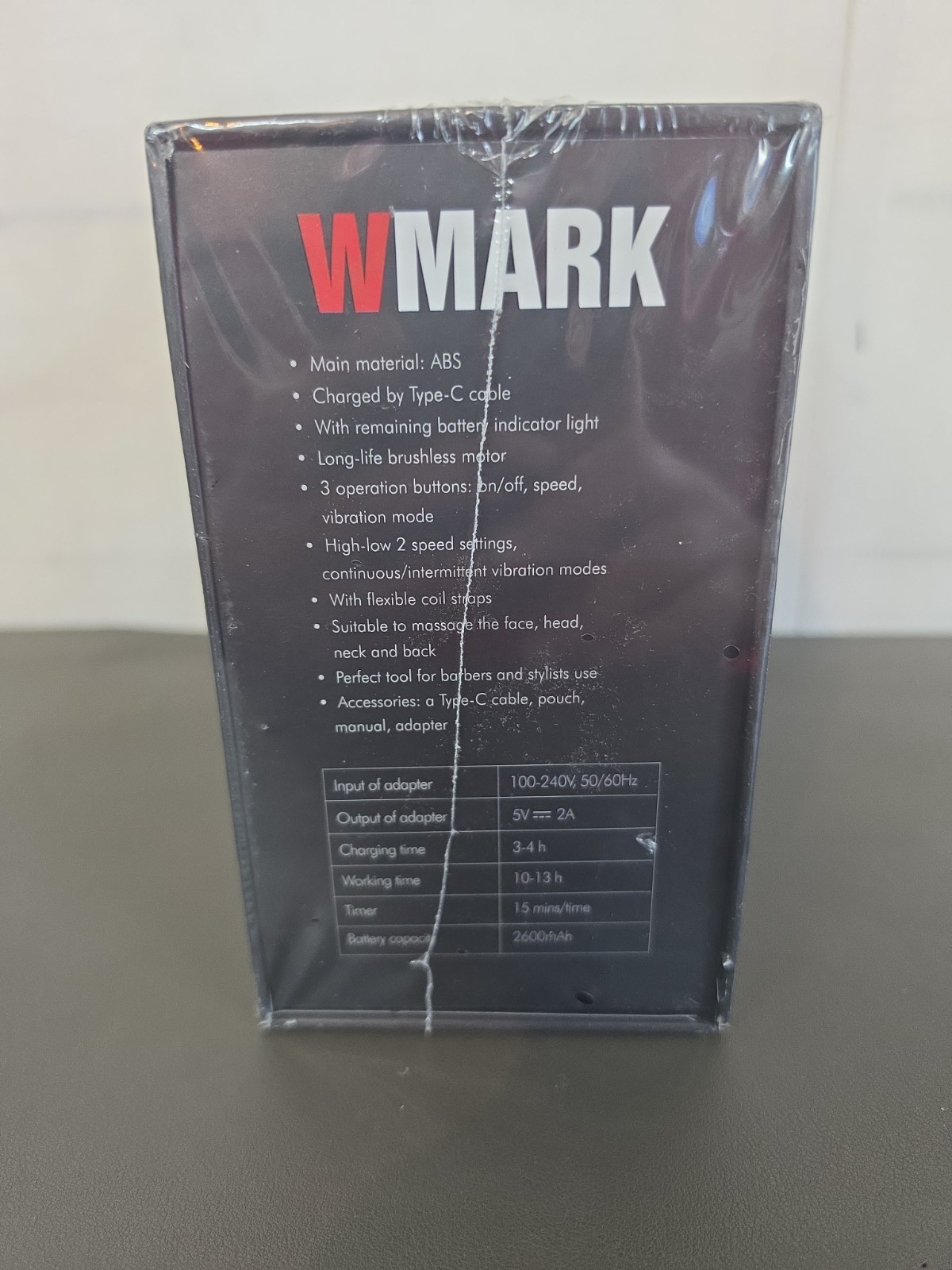 WMARK Barber Massager/Cordless Handheld Massager -2 Massage Nodes 2600AMH,Black