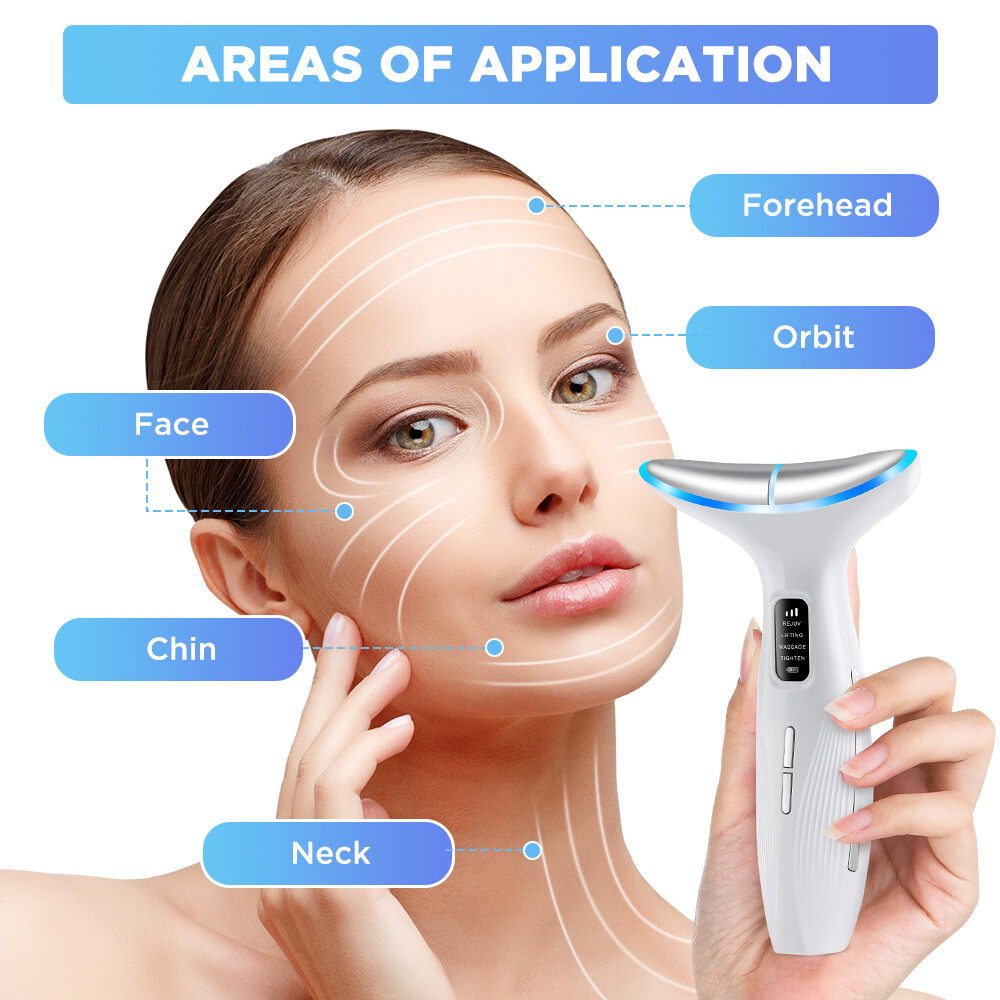 Microcurrent Facial & Neck Massager 3 Modes,Light Therapy, 45°C Constant Heat