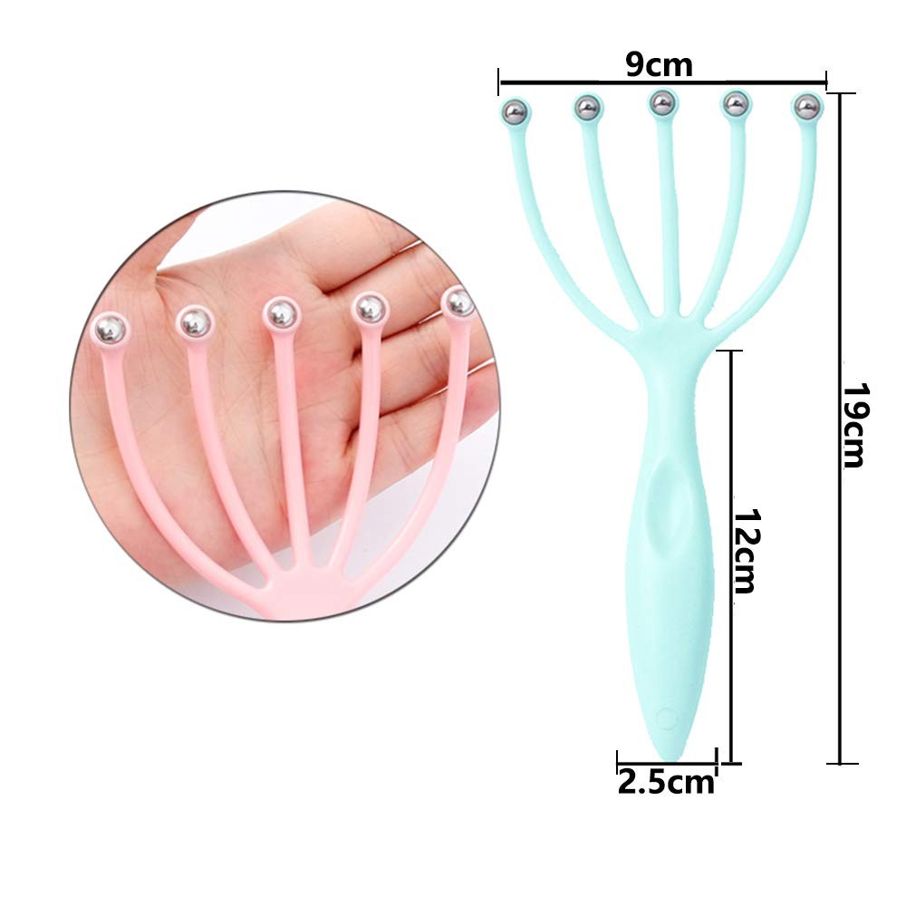 Ryoma Scalp Massager, Protable Hand Held SPA 2 Count (Pack of 1), Pink, Blue