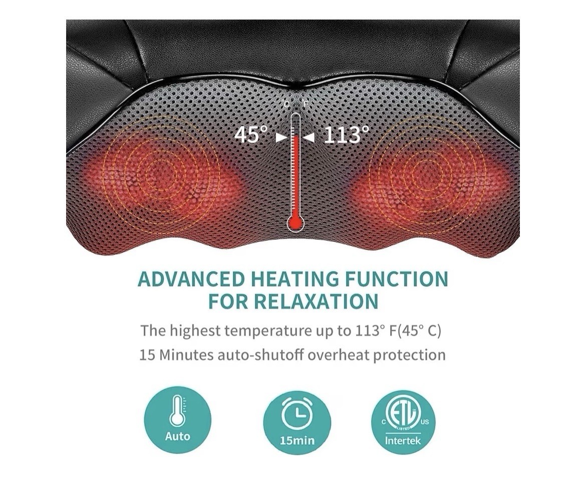 Nekteck Shiatsu Back Shoulder and Neck Massager with Heat