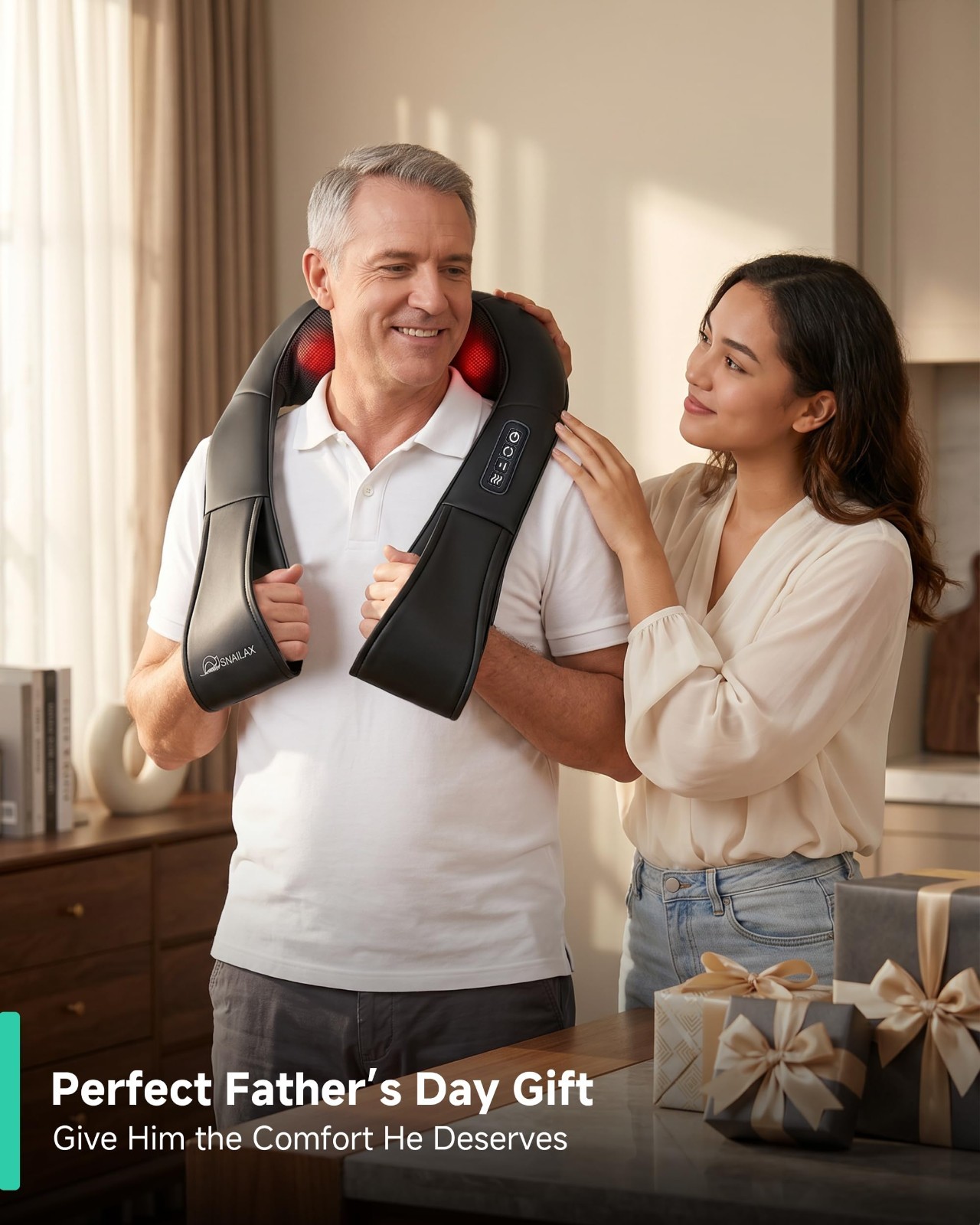 Shiatsu Neck & Shoulder Massager with Heat – Deep Kneading Electric Massage Pill