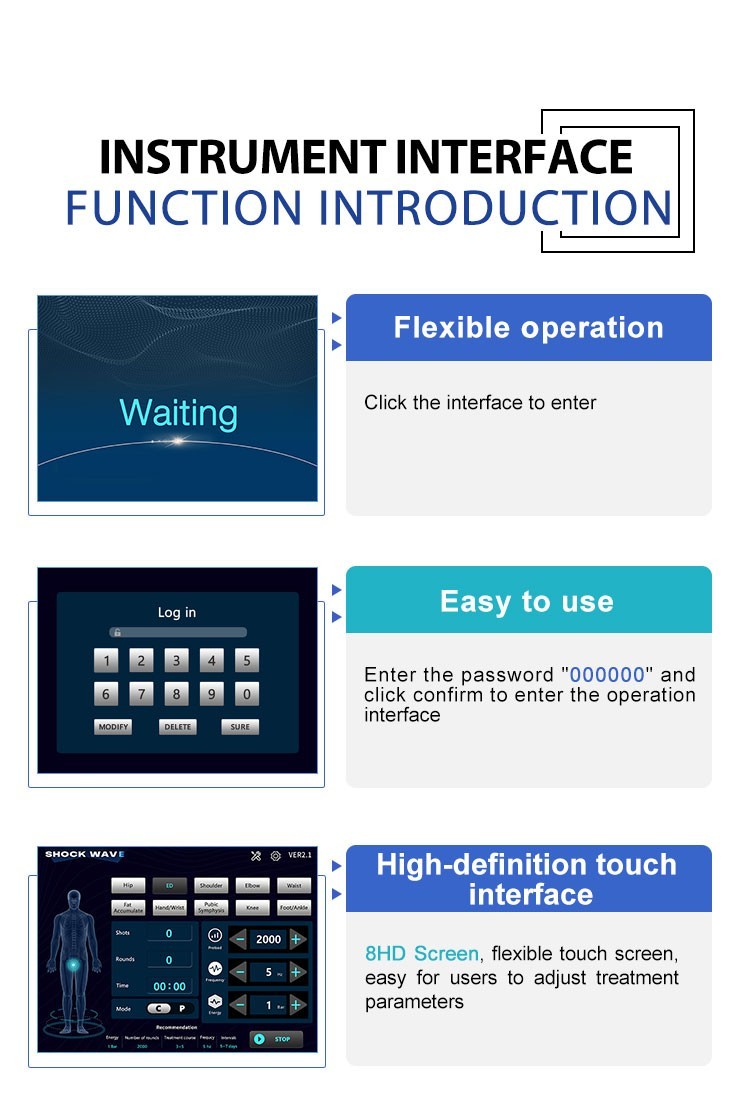 10ba Shockwave Therapy Machine with 6 Heads+Smart Touchscreen, one-year warranty