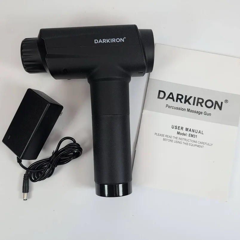 DARKIRON EM31 Percussion Massage Gun, Handheld Cordless Rechargeable, 15 Heads
