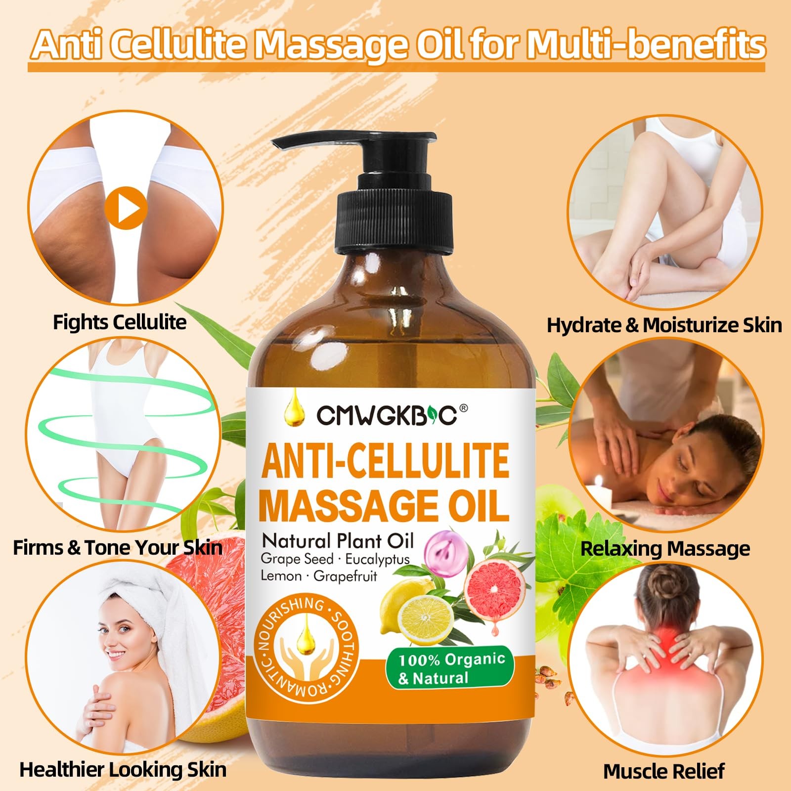 Anti Cellulite Oil Massage for 6.8 Fl Oz (Pack of 1), A