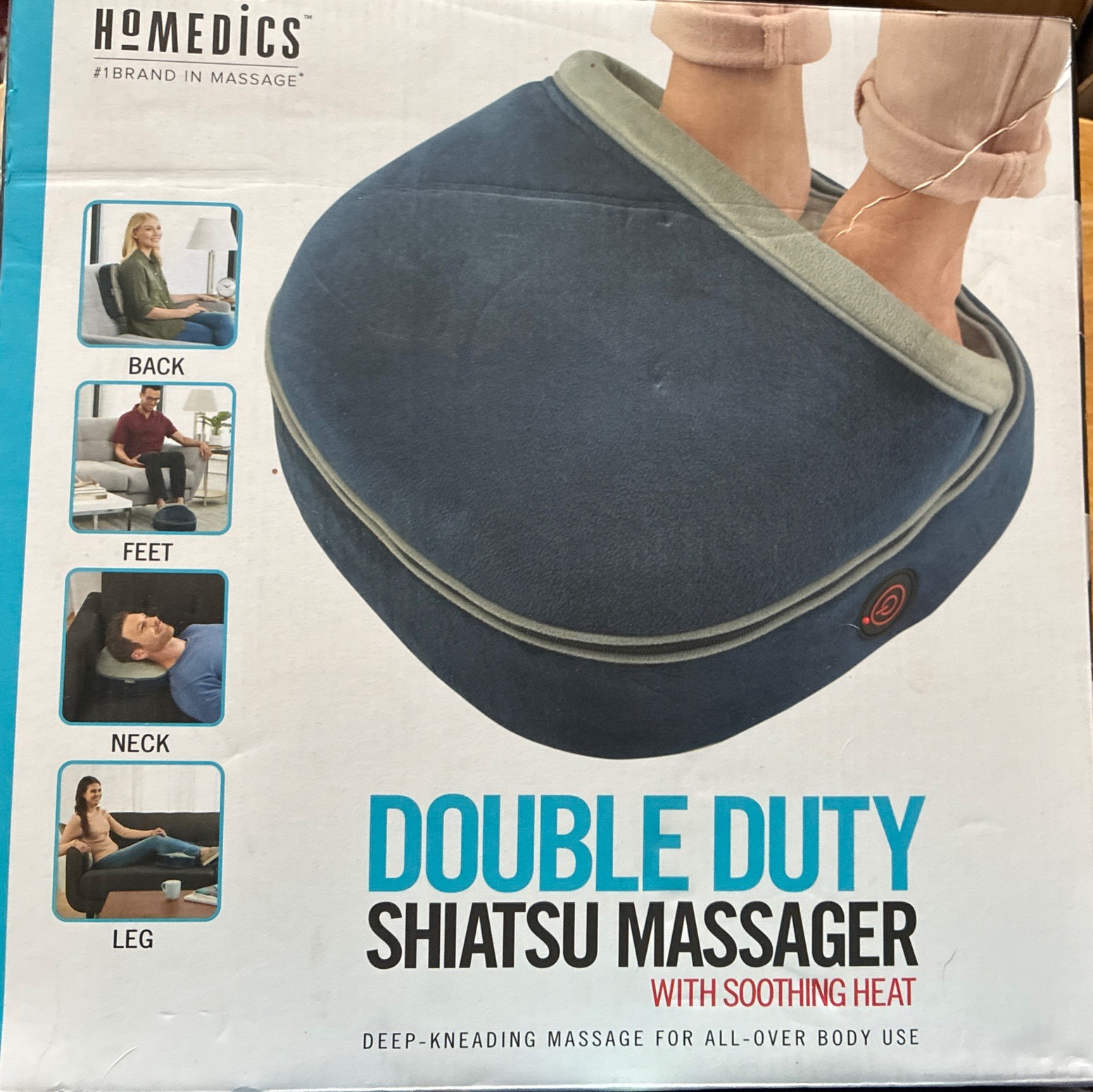 HoMedics Double Duty Shiatsu Foot/Head Massager Soothing Heat A-164 New/Open Box