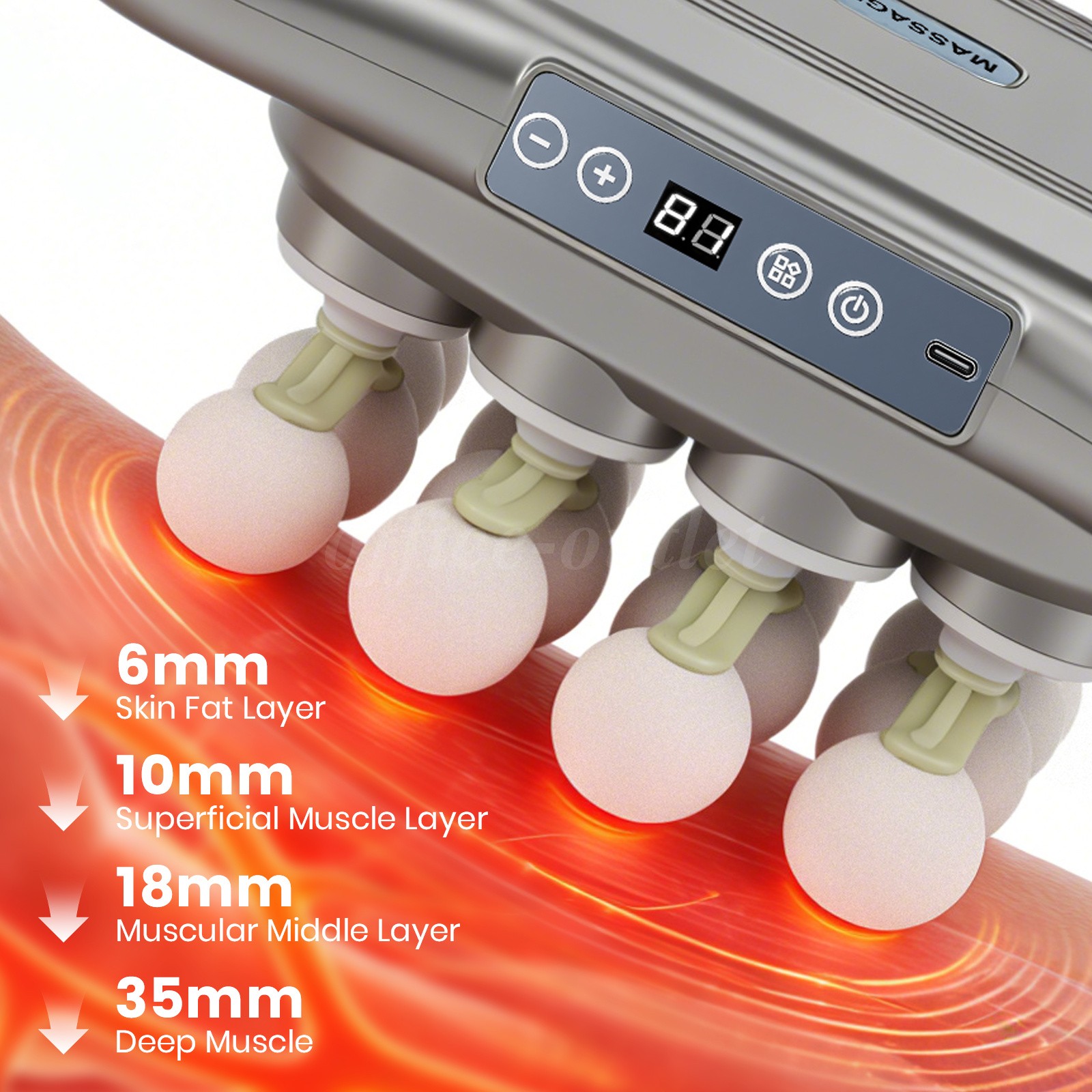 16 Heads Massage Gun Deep Tissue Muscle Relaxer 9 Modes 9 Adjustable Intensity