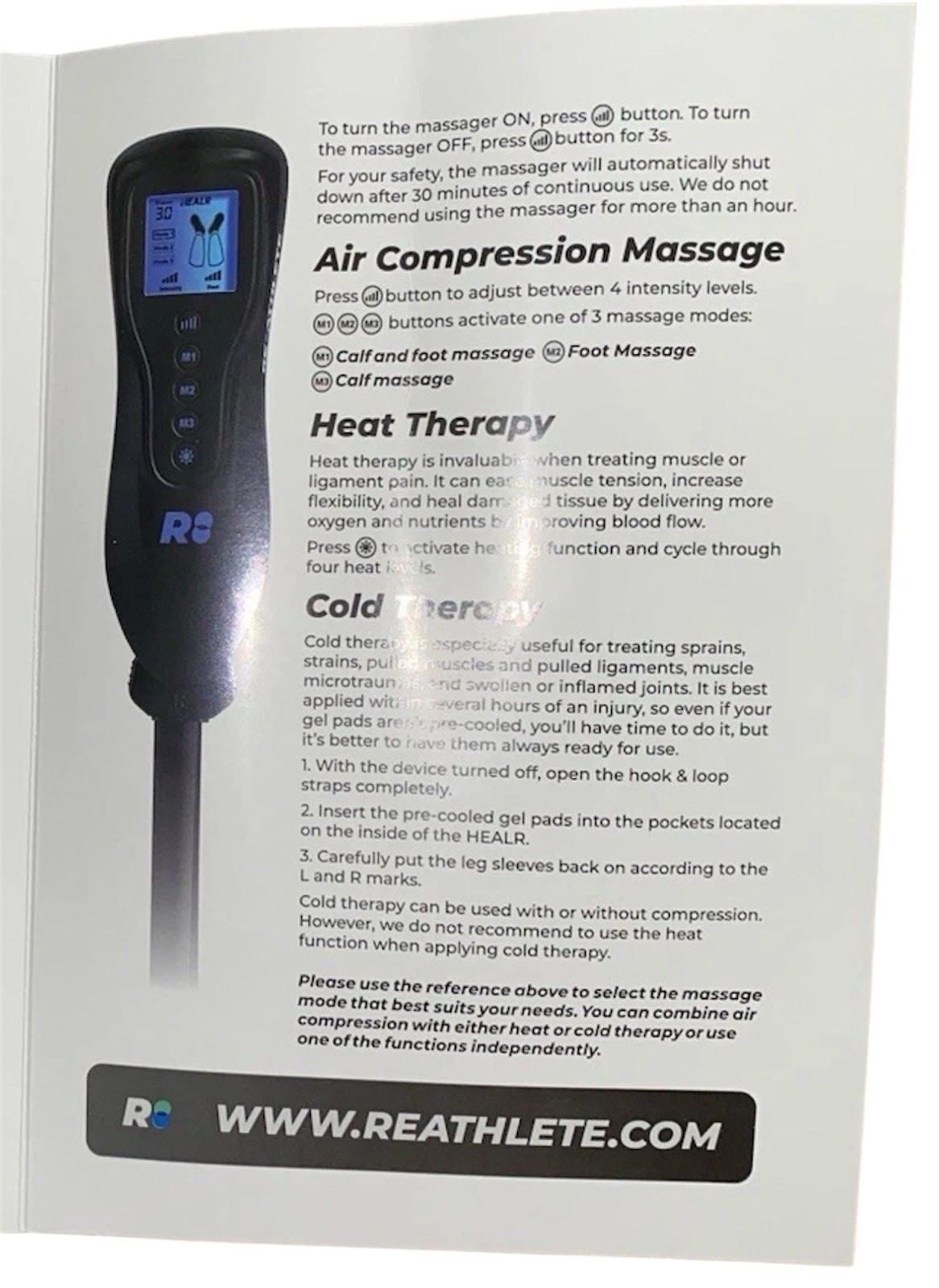 REATHLETE RE-Air C PRO Heat Therapy Compression Leg Massager – Controller Only