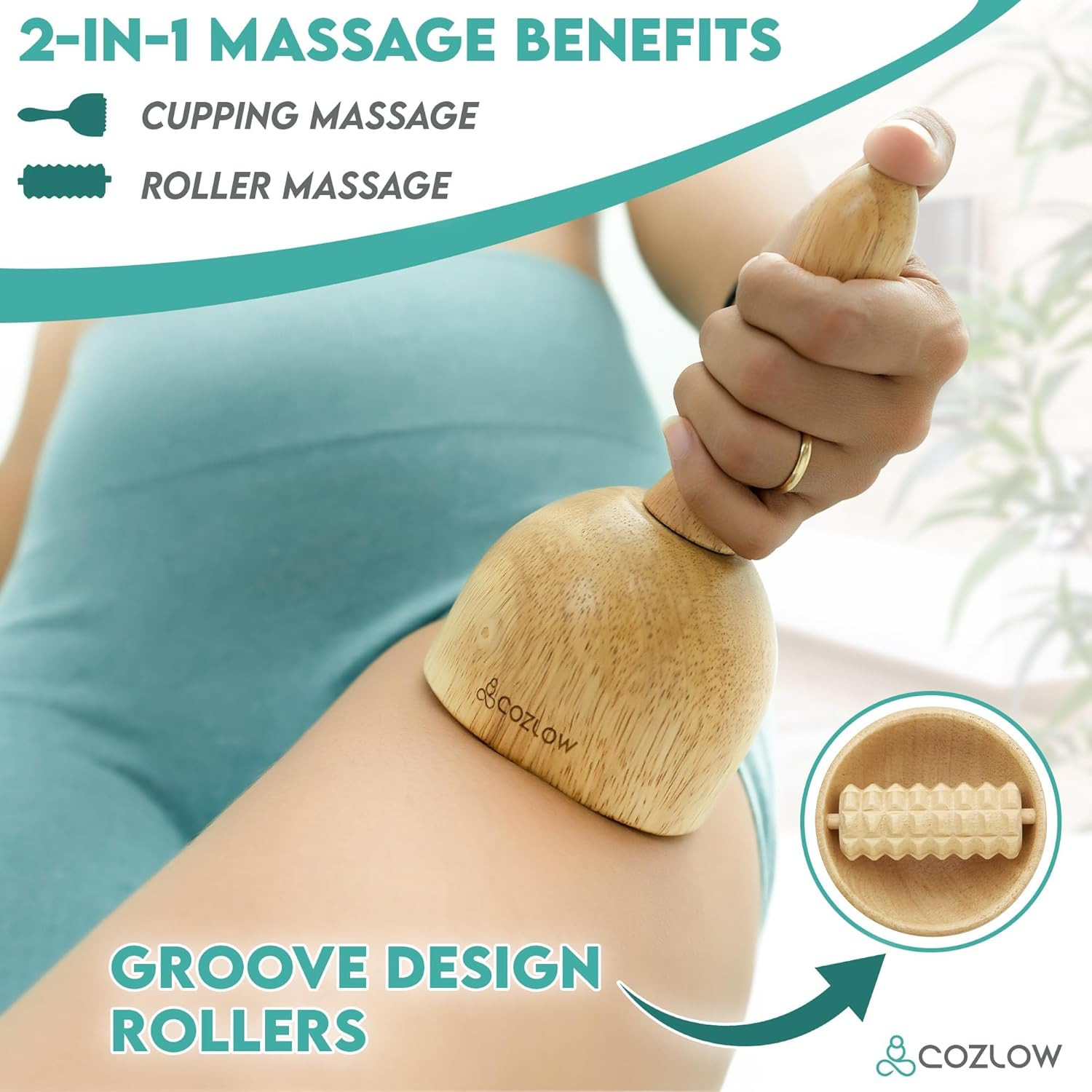 Wood Therapy Massage Cup & Roller for Body Sculpting & Lymphatic Drainage
