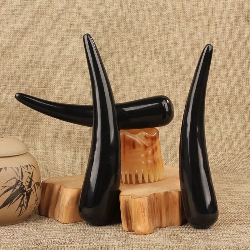 Natural Black Buffalo Horn Massage Tool Point Gua Sha Tool Acupoint Therapy Tool