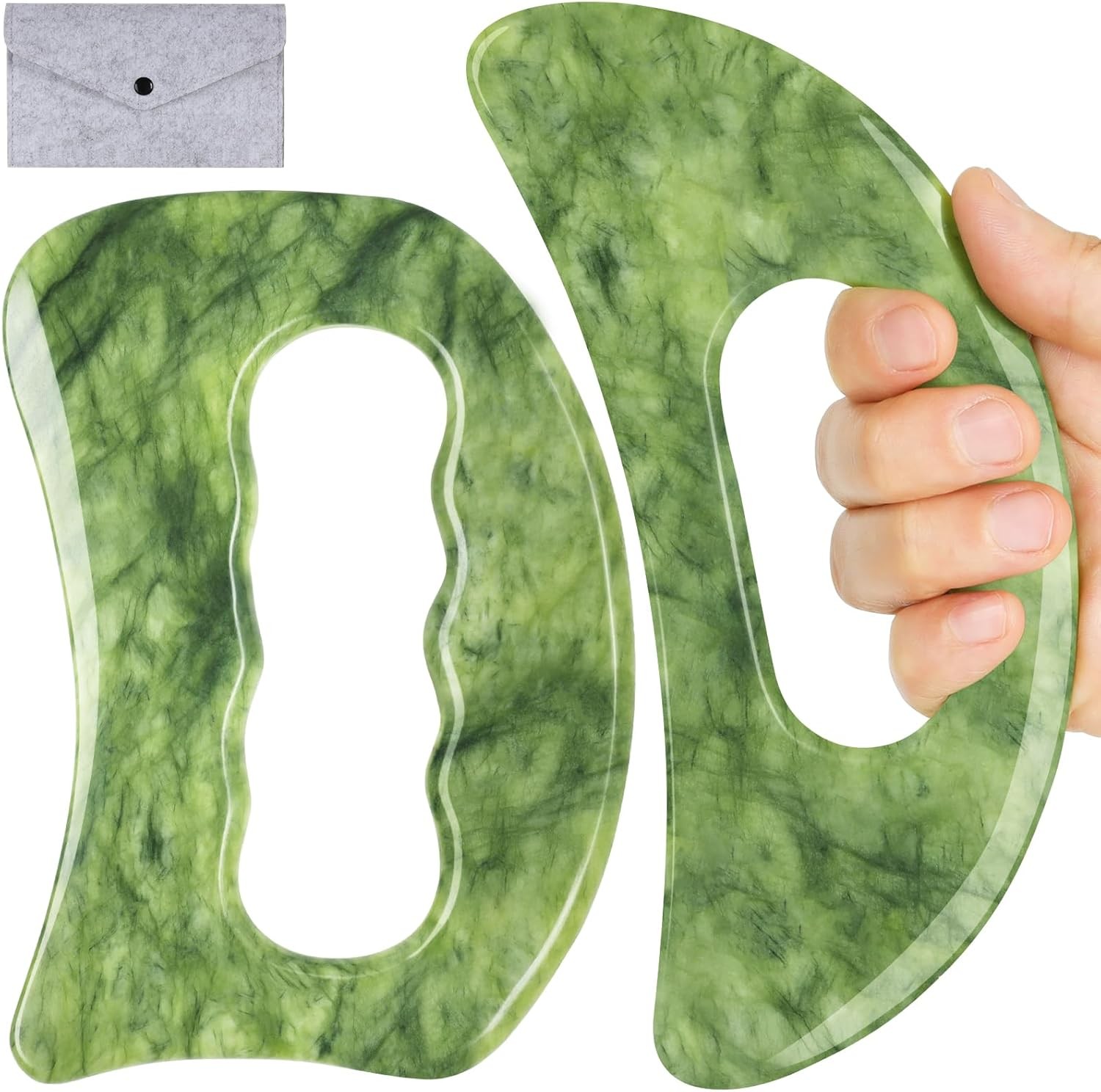 Jade Stone Large gua sha Massage Tool, Gua Sha Body Tool with Hand Grip, Muscle