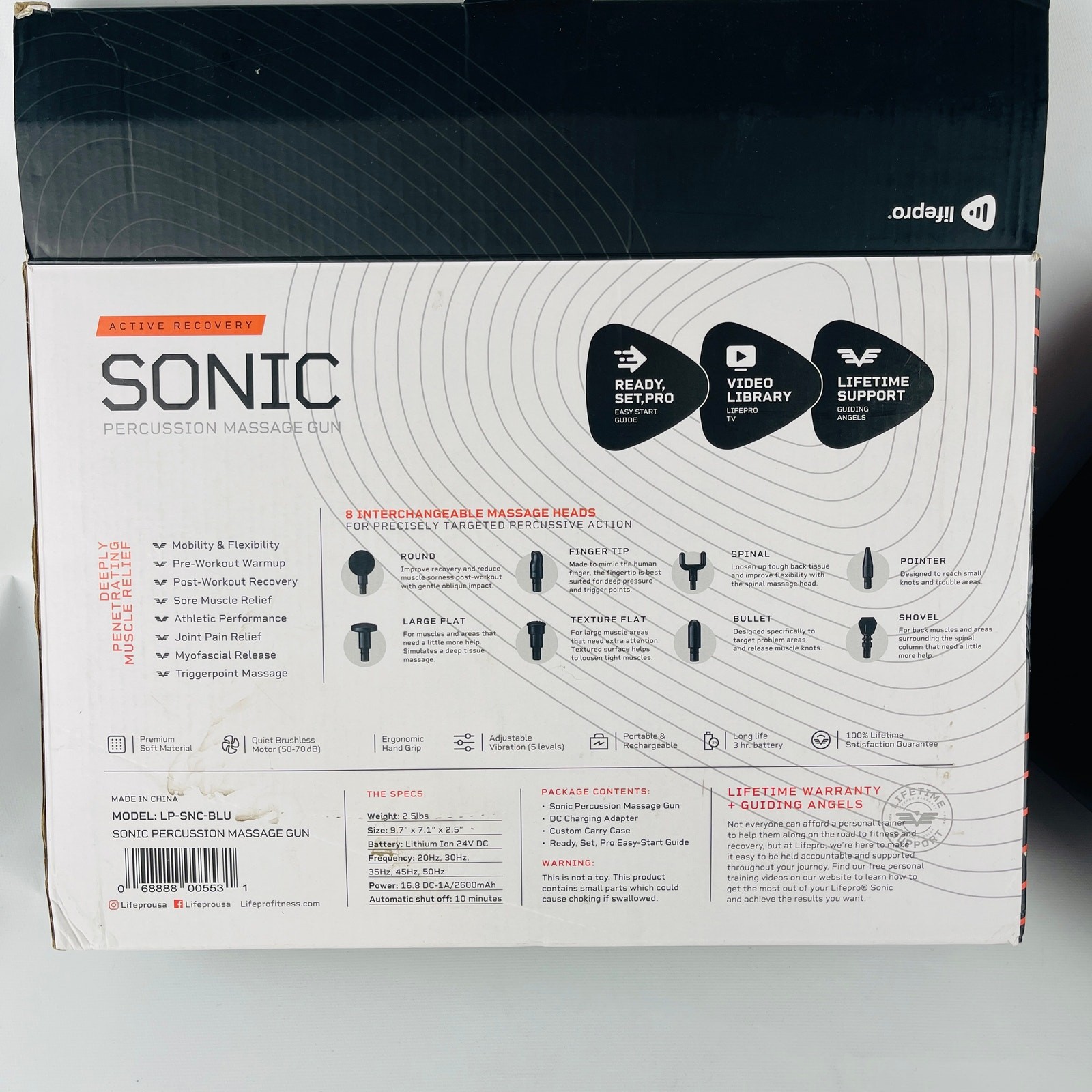 Massage Gun Life Pro Sonic Handheld Percussion 5-Speed Massage Gun