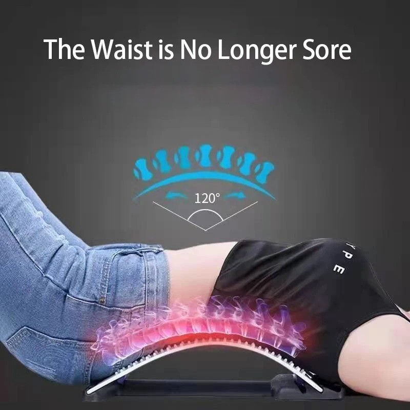 Lower Back Lumbar Pain Spine Stretcher Massager Posture Relief Cracker Support