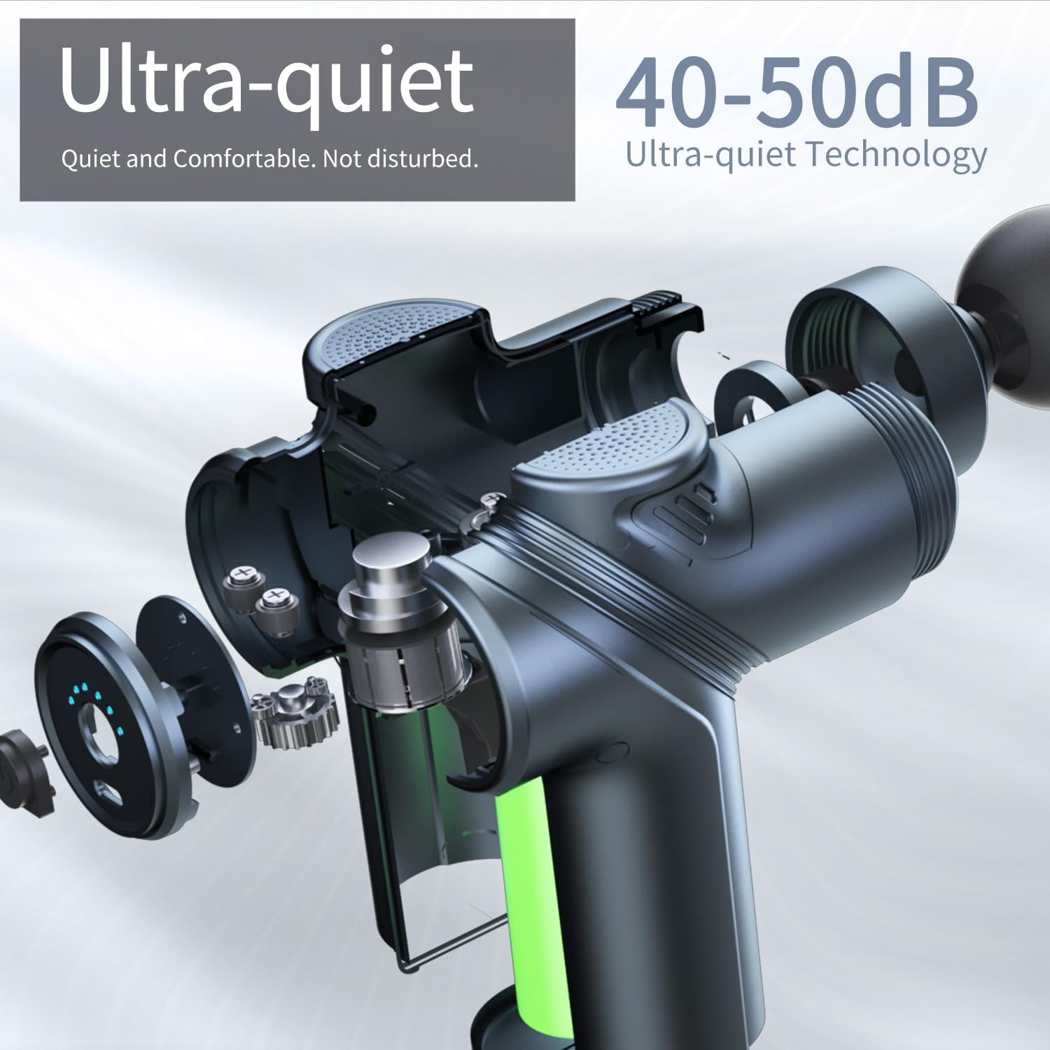 Deep Tissue Massage Gun Quiet Percussion Muscle Massager w 4 Heads 20 Speed