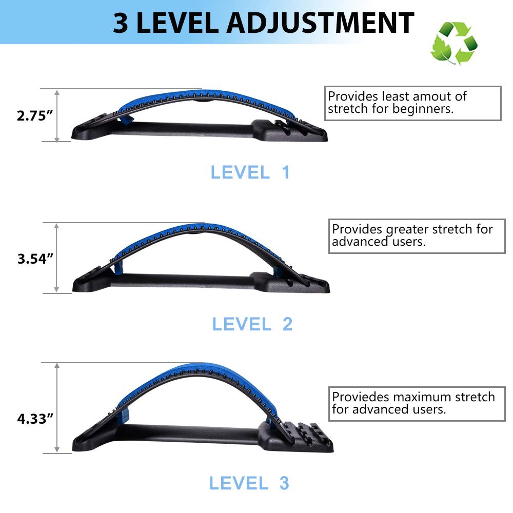 JUMPOW Back Stretcher for Lower 1 Count (Pack of 1), Black, Blue-3 Level