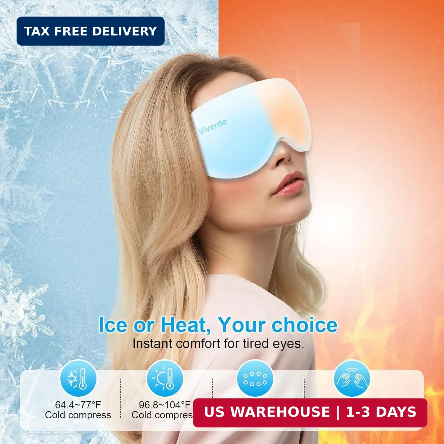 Eye Massager with Heat and Cooling Therapy, Vibration & Bluetooth Music – 4 Adju