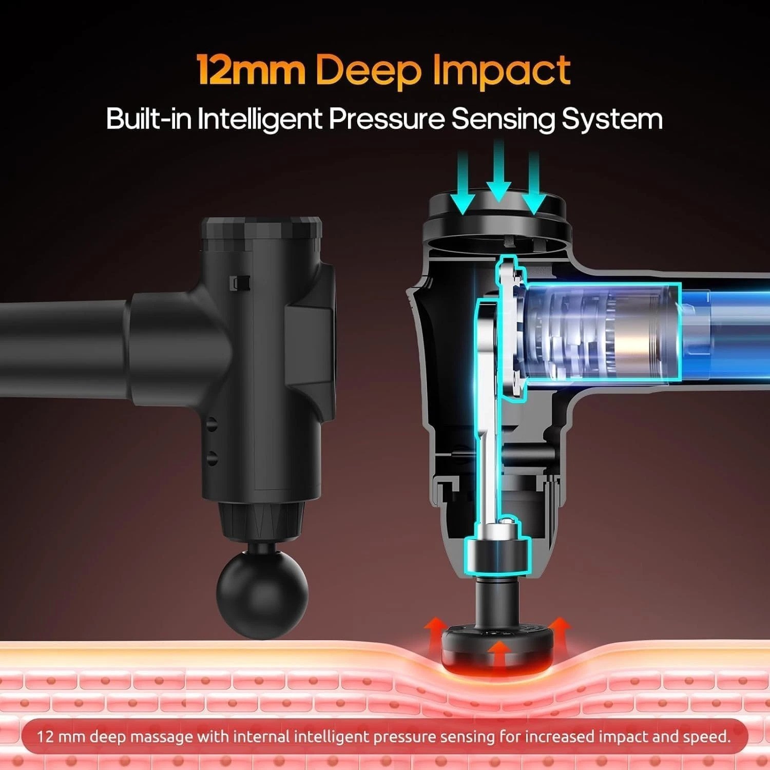 Rechargeable Deep Tissue Massage Gun with Heat for Stress Relief – 2.2 lbs